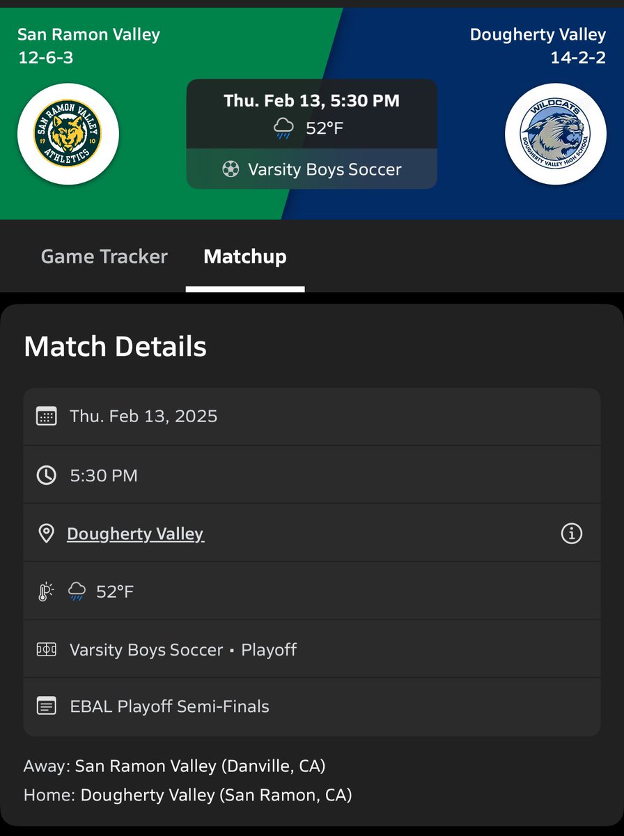 It’s almost time <a href="/MaxPreps/">MaxPreps</a> Let’s do this! <a href="/MenSrv/">SRV Men's Soccer</a> Going to be a wet one in Goal tonight! <a href="/bayareagk/">Bayareagk</a> <a href="/CoachJosephMar/">Joseph Mar</a>