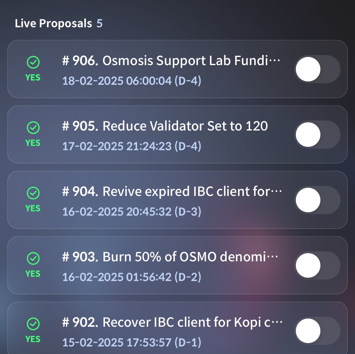 $OSMO の価値を上げようと新しい提案出てますね👀

インフレに対して $OSMO テイカー手数料の 50% をバーンする

🧪テイカー手数料の50%がバーン
🧪 50%は引き続きステーカーに分配
🧪インフレを抑制し、デフレ圧力を生み出すことを目指す

 ついでにいっぱい提案あるので、Voteしておきましょ☆