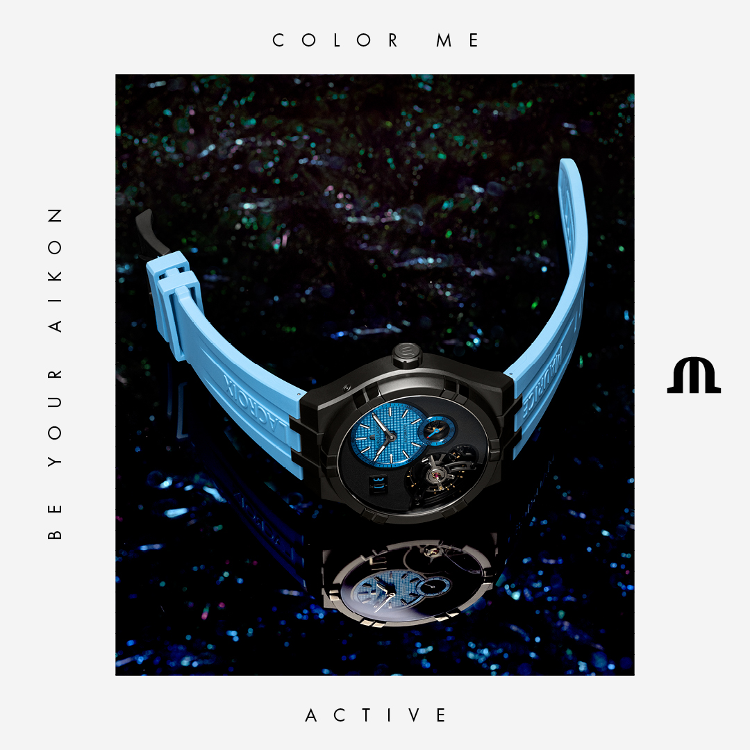 Maurice_Lacroix's tweet photo. Live boldly and stay on the go with the #AIKON Master Grand Date Technicolour in electric blue – made for those who embrace every challenge. #ColourMe #YourTimeIsNow #BeYourAIKON https://t.co/lBXRBQ5mmK
