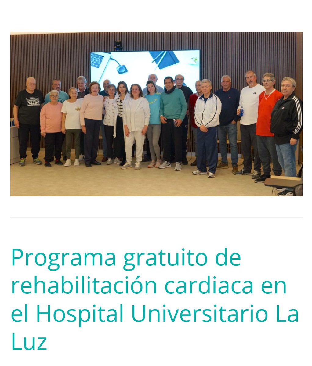 Desde la Unidad de IC de <a href="/UICARdiologia/">Unidad Integral de Cardiología - UICAR</a>, seguimos apostando por programas formativos de Rehabilitación Cardiaca de la mano de <a href="/SielBleuEspana/">Fundación Siel Bleu</a>. Gracias a <a href="/quironsalud/">quirónsalud</a> y <a href="/Hospital_LaLuz/">Hospital La Luz</a> por el apoyo.