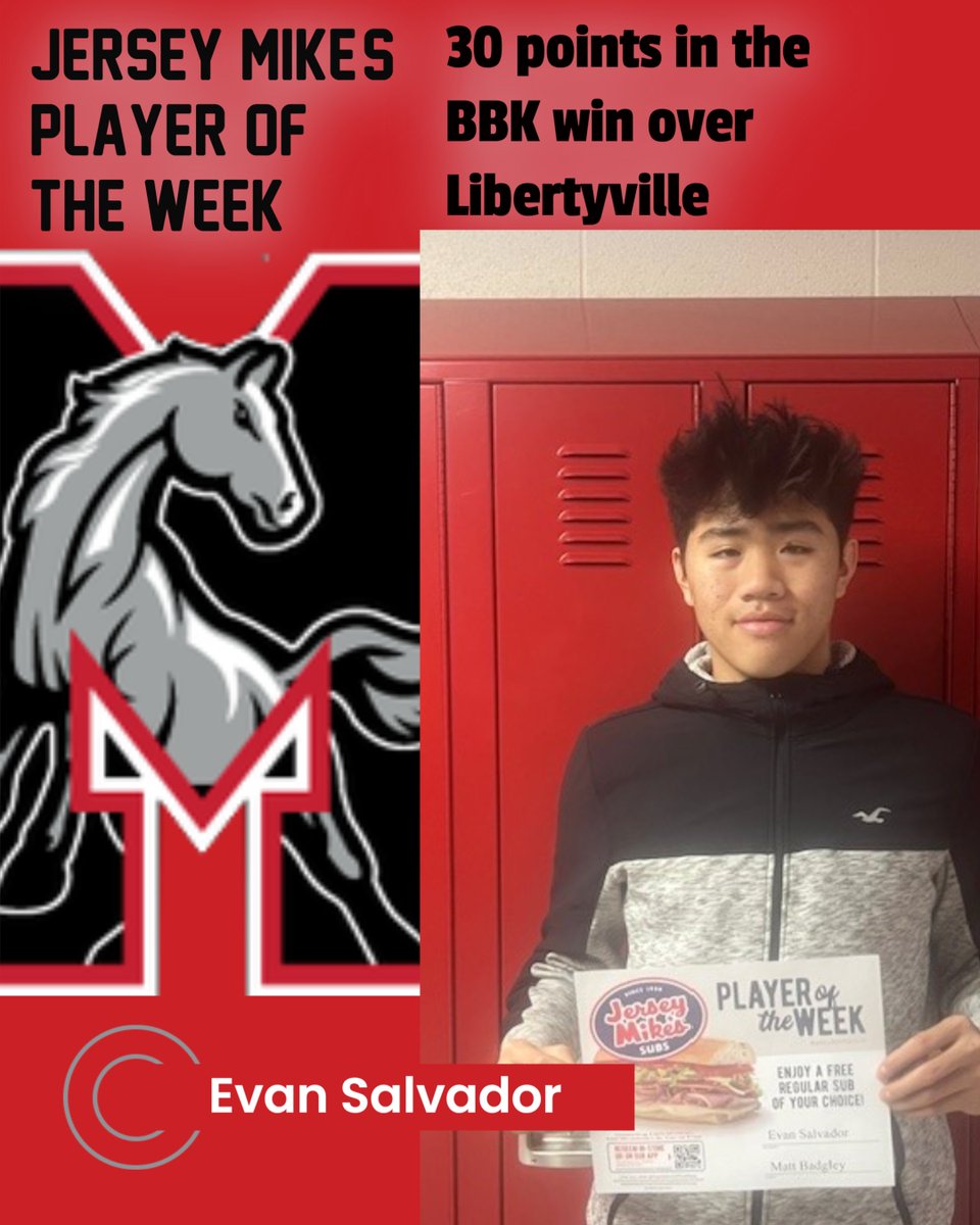 GoMHS_Athletics's tweet photo. Congratulations to Evan Salvador for being chosen as a Jersey Mikes Player of the Week for his 30 point scoring effort in a big win over Libertyville in Boys Basketball https://t.co/RZZ7ybLMyC