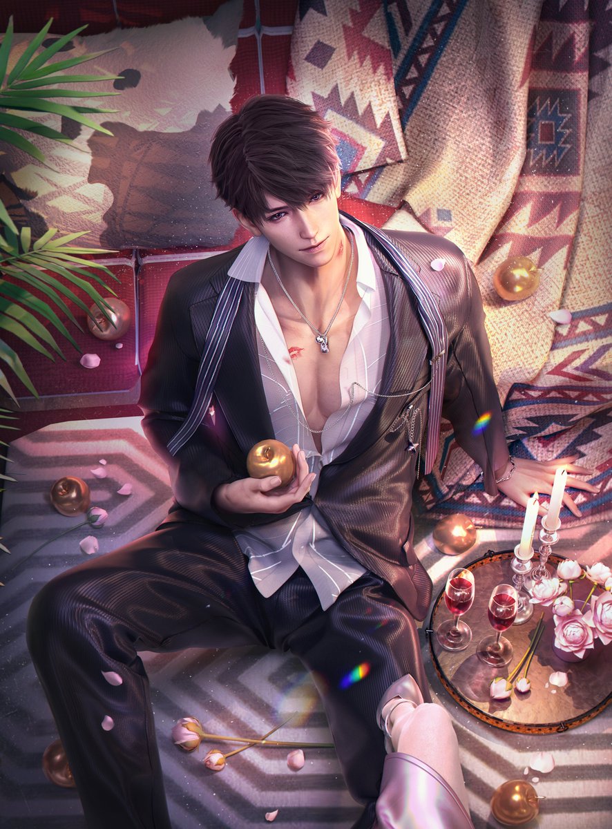 crimson81889796's tweet photo. Last Valentine's Day2——夏以昼
🍎呵呵。夏以昼，你想过这觊觎自己妹妹的后果吗
🍎ha-ha ，Caleb， Have you ever considered the consequences of coveting your own sister
     （后果是妹会直接上嘴
#夏以昼 #Caleb #恋与深空 #LoveandDeepspace #マヒル #恋と深空二次創作 https://t.co/7hv9EAFpoD