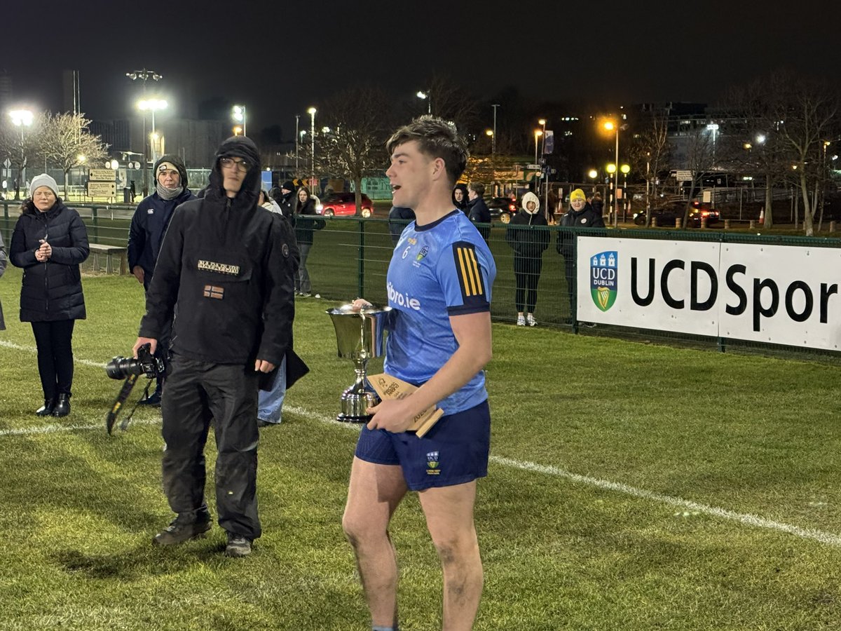 OrlaFeely's tweet photo. A happier outcome for us in tonight’s Fresher A Football Final between @UCDGAA and @DCUDocEirGAA.  Well done to the UCD team who came from behind for an extra time win and the Dave Billings cup. https://t.co/a3mITQtLd2