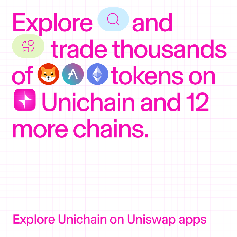 Uniswap's tweet photo. Buy, sell &amp; swap on Unichain, the L2 built for DeFi ✨

1️⃣ Up to 95% lower fees than Ethereum
2️⃣ Part of the Superchain + cross-chain enabled
3️⃣ Built by the team you trust

Start swapping in seconds ➡️