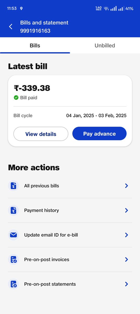 AskDeepakSingh's tweet photo. @JioCare Please check 

In the first screenshot the jio application shows the bill paid. But in the 2nd screenshot credited not updated.

I have not used the service for the last 10 days &amp; bill generated day by day but I'm not able to use any kind of jio service which I'm paying to jio. https://t.co/rrFf9lpjNu