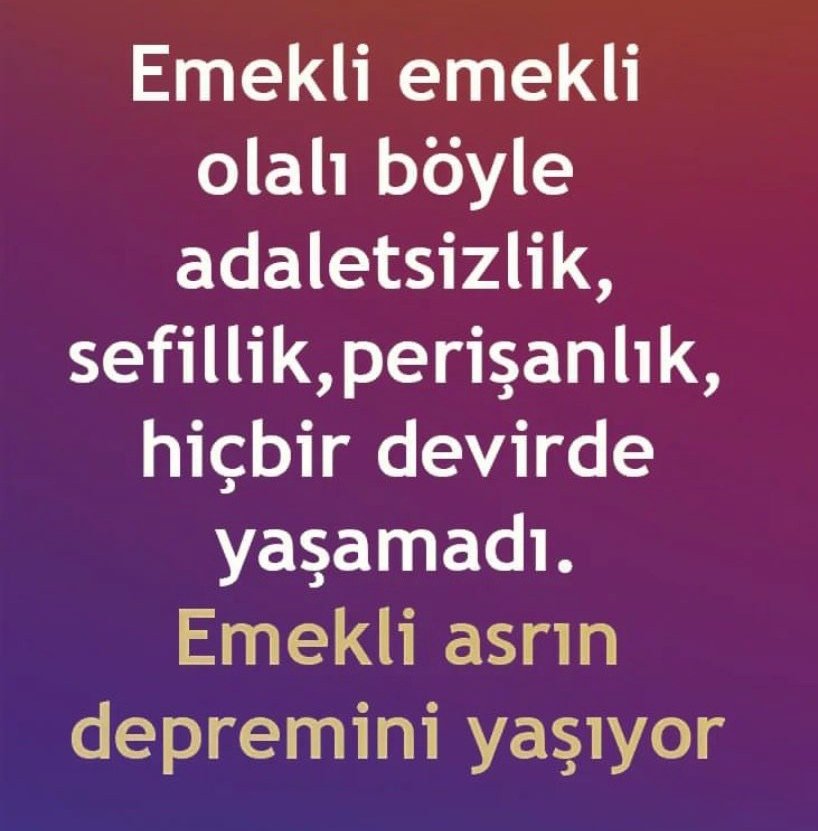 Emekli maaşı,
devletin verdiği
sosyal yardım değil,
yıllar boyunca bizden
aldığı primlerin iadesidir!

En düşük emekli maaşı,
2002'den önce olduğu gibi,
asgari ücretin %40 üzerinde olsun!

Gündem AÇLIK SEFALET EMEKLİ 
Sistem çöktü‼️
#Emekli