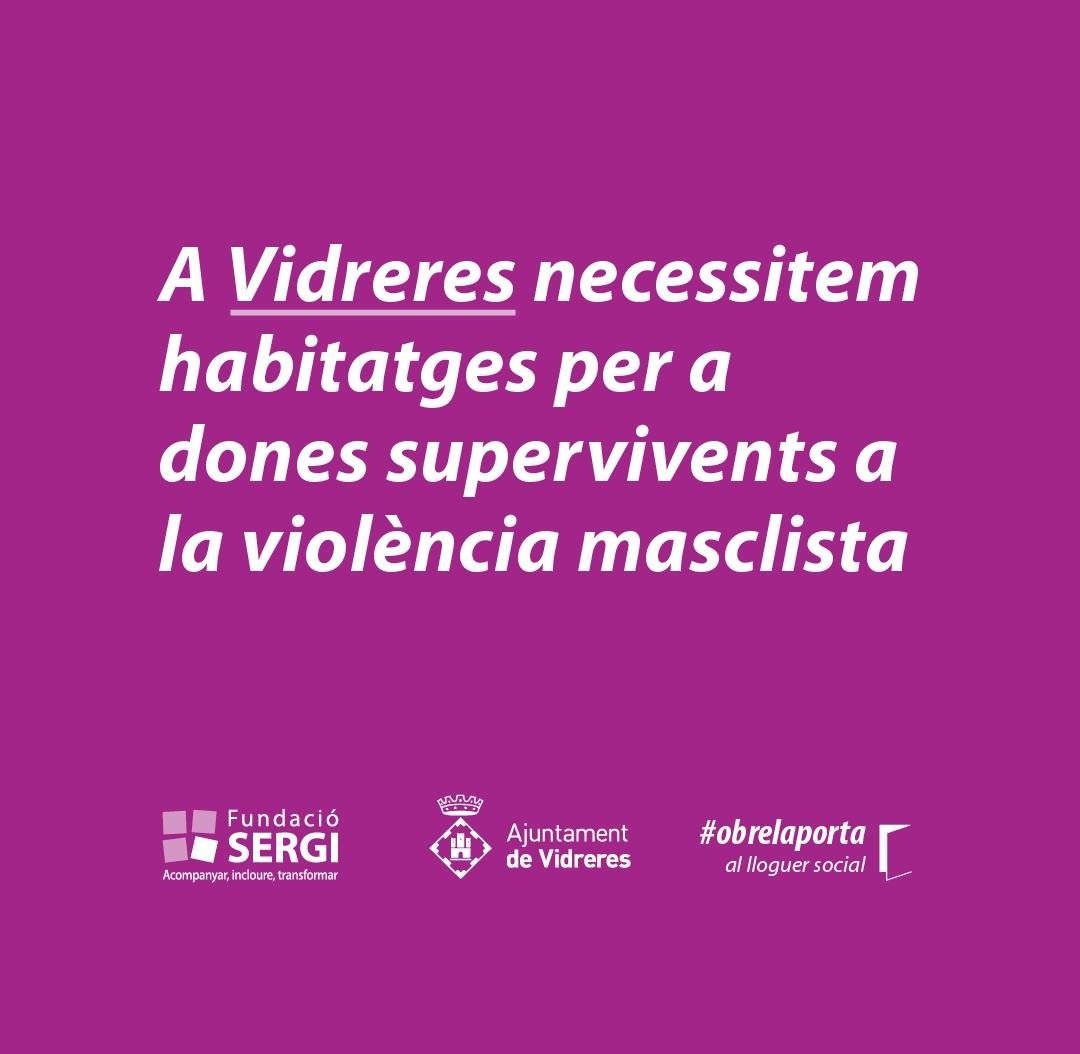 Tens un pis buit? Omple'l de vida!💜

📍A Vidreres necessitem llars per a dones supervivents de la violència masclista.

📢Fem crida a les persones que vulguin cedir el pis per lloguer social.

📱Contacta amb l'Àrea d'habitatge o amb la <a href="/FundacioSERGI/">Fundació SERGI</a> si estàs interessat/da