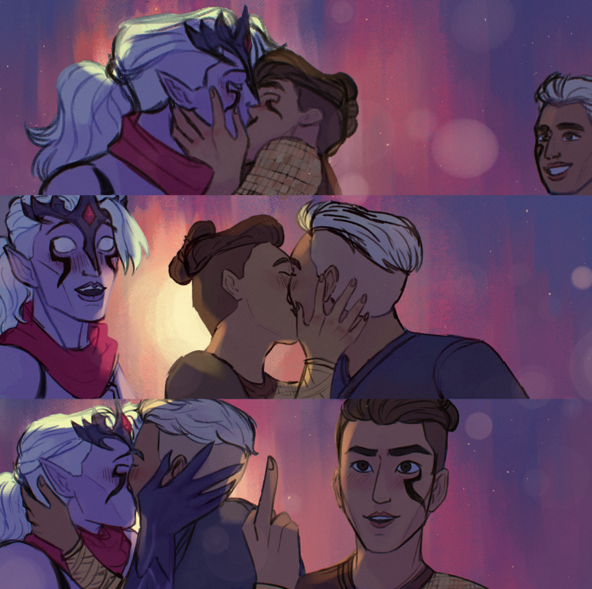 quippips's tweet photo. finally posting my banner art, drawn by me and colored by my AMAZING friend @/stoopidstapler on tumblr! featuring my very slight redesigns of the boys
#varus #kai #valmar https://t.co/8H2jqmFVSw