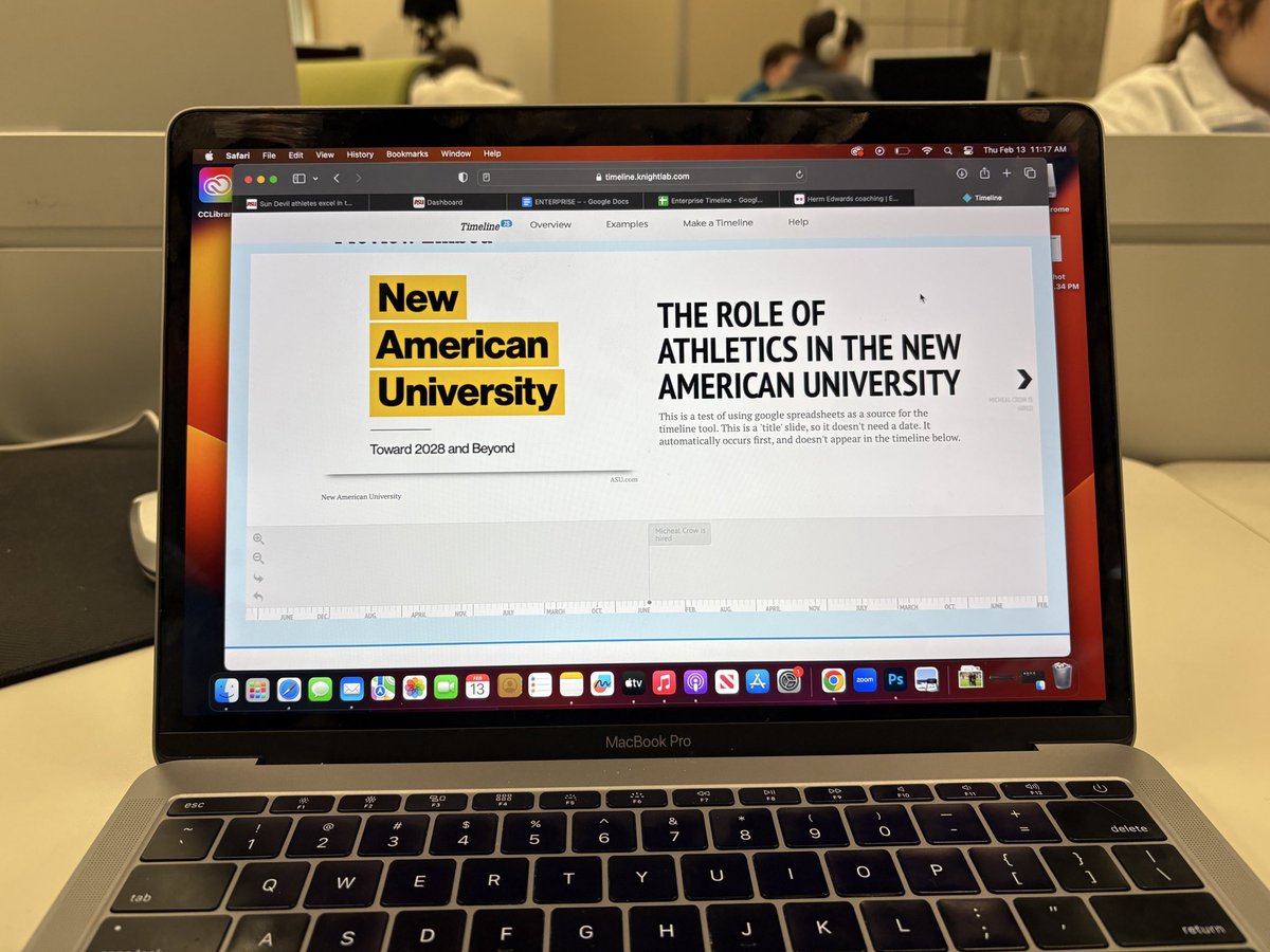 Ethan Harrold (@harroldethan) on Twitter photo Working on a timeline of “The New American University”
Collaborating with <a href="/sportscronkite/">Cronkite News: Phoenix Sports</a> digital reporter <a href="/jaxrshaw/">Jackson Shaw</a> on his enterprise story. Stay tuned for the story later this semester. Working on a timeline of “The New American University”
Collaborating with <a href="/sportscronkite/">Cronkite News: Phoenix Sports</a> digital reporter <a href="/jaxrshaw/">Jackson Shaw</a> on his enterprise story. Stay tuned for the story later this semester.