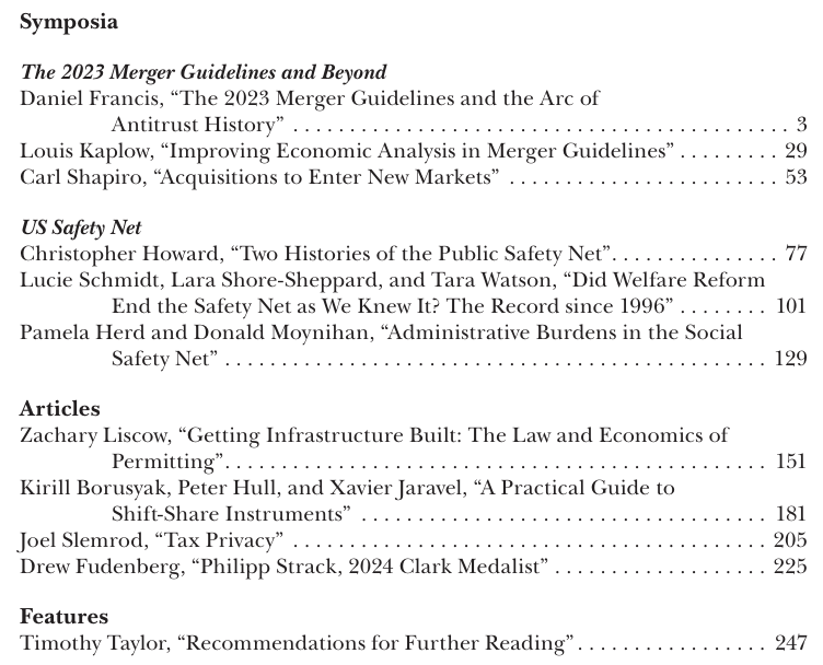 Heidi L. Williams (@heidilwilliams_) on Twitter photo Grateful to our co-editors <a href="/ProfJAParker/">Jonathan A. Parker</a> Jeff Kling <a href="/TimothyTTaylor/">Timothy Taylor</a> and especially our authors for this issue of the JEP -- mergers, the safety net, permitting, shift-share IV, tax privacy, and Philipp Strack
All articles available open-access here: aeaweb.org/issues/793 Grateful to our co-editors <a href="/ProfJAParker/">Jonathan A. Parker</a> Jeff Kling <a href="/TimothyTTaylor/">Timothy Taylor</a> and especially our authors for this issue of the JEP -- mergers, the safety net, permitting, shift-share IV, tax privacy, and Philipp Strack
All articles available open-access here: aeaweb.org/issues/793