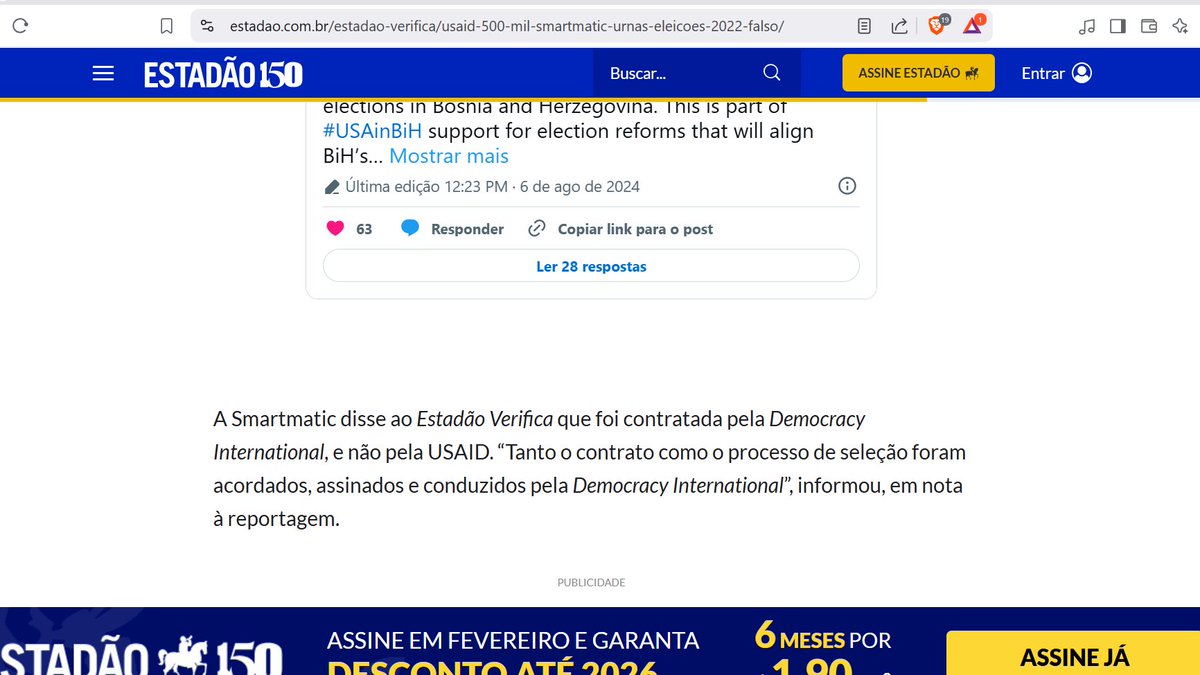 schmittpaula's tweet photo. A teia d ONGs e agências internacionais serve p lavar intenções e ajudar jornais menores a defecar no jornalismo @gabrielbelic. "Checagem" do Estadinho estenografa q Smartmatic foi paga pela "ONG" Democracy International e não USAID - q paga milhões p Democracy International ..😉 https://t.co/fG2CdyOTQm