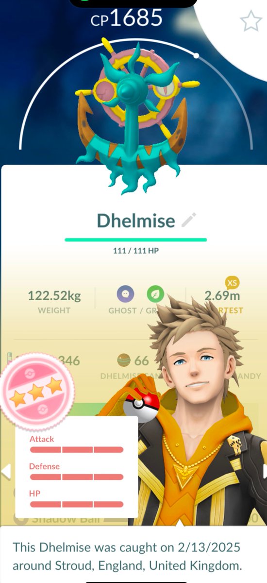 POGOraider10's tweet photo. HUNDO Dhelmise 🎉🎉!!
Many thanks to #Echalaz 🥰!!
(And thanks #Echalaz for hundo Enamorus too 😍!!)
#ポケモンGO  #pokemongo 
#PokemonGoRaids https://t.co/m8bO6g23Fn