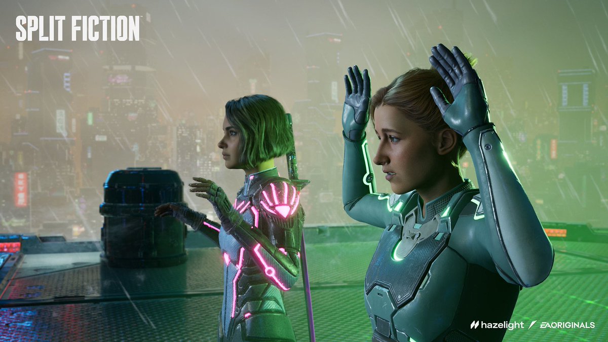 Okami13_'s tweet photo. Split Fiction | Hands-on Previews:

▫️ According to Josef Fares, there are things that have "never been done in gaming before" (ScreenRant)

▫️ Noticeably more difficult than It Takes Two but generous with checkpoints (Eurogamer)

▫️ Two protagonists; Mio and Zoe - Two authors who have been lured into Rader Publishing Headquarters with the promise of a publishing deal.

▫️ The meeting goes horribly wrong and they're trapped inside a simulation of their stories which you have to escape

▫️ Mio - Sci-Fi author; introverted and reserved. Her love for sci-fi will be demonstrated in her abilities. Turn into a gravity-defying ninja with an energy sword, wear an advanced exosuit, dual wield laser blasters, and more.

▫️ Zoe Foster – Fantasy author: Can turn into a magical shapeshifter, wield a mythical sword while riding a dragon, fly on a magical kite, and more

▫️ Friend Pass has been confirmed - only one person needs to own the game and can invite another player for free

#SplitFiction