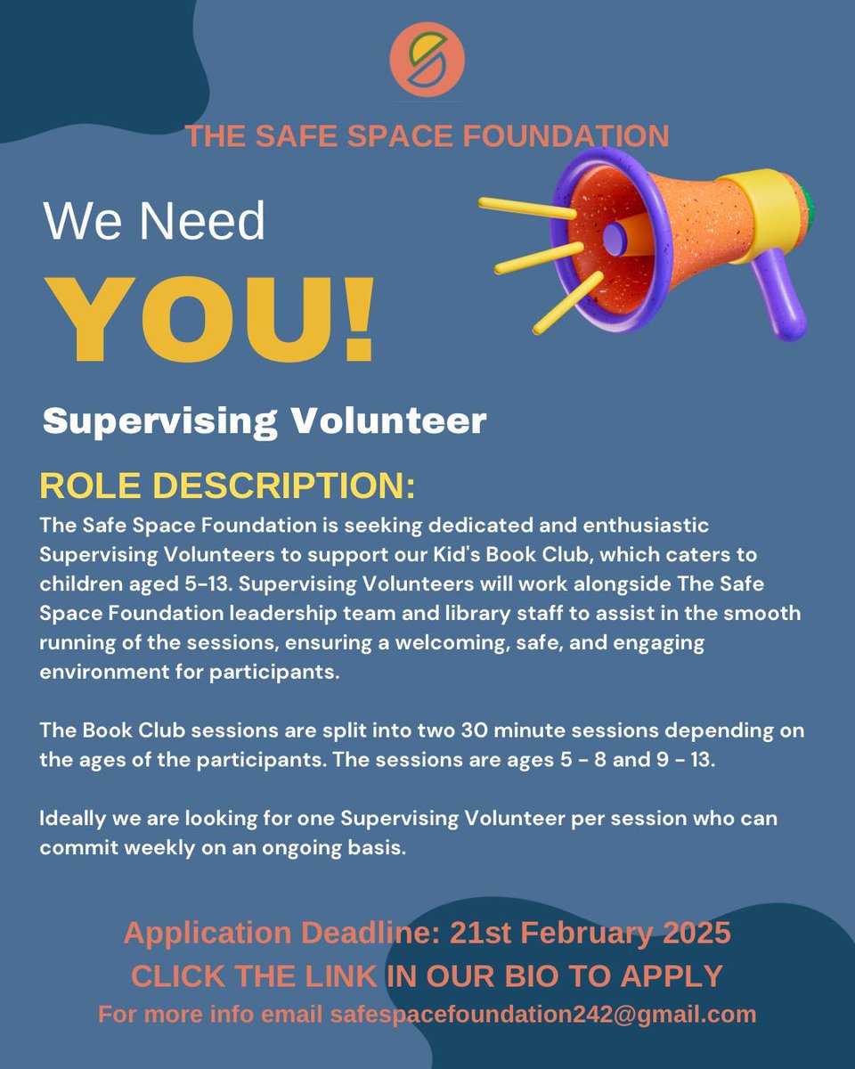 🗣️Calling All Volunteers. 
We need you 😁. 

For more information or assistance please do not hesitate to reach out.