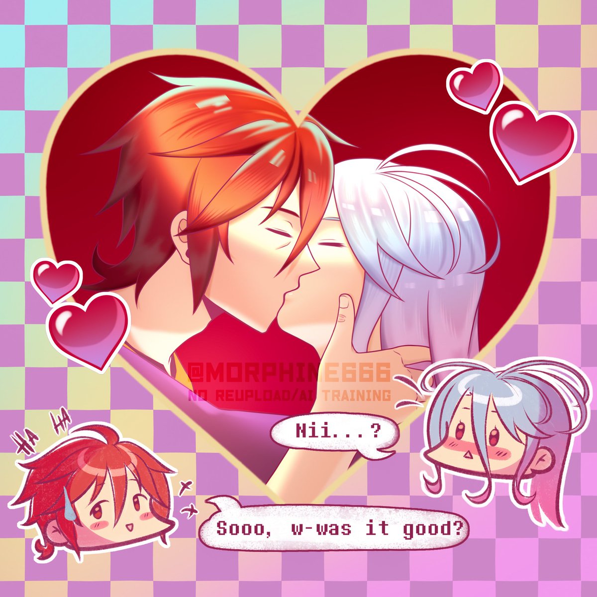 morphine666's tweet photo. kuuhaku kiss for valentine's day 💝 #ノゲノラ #nogamenolife https://t.co/xas4agVuPz