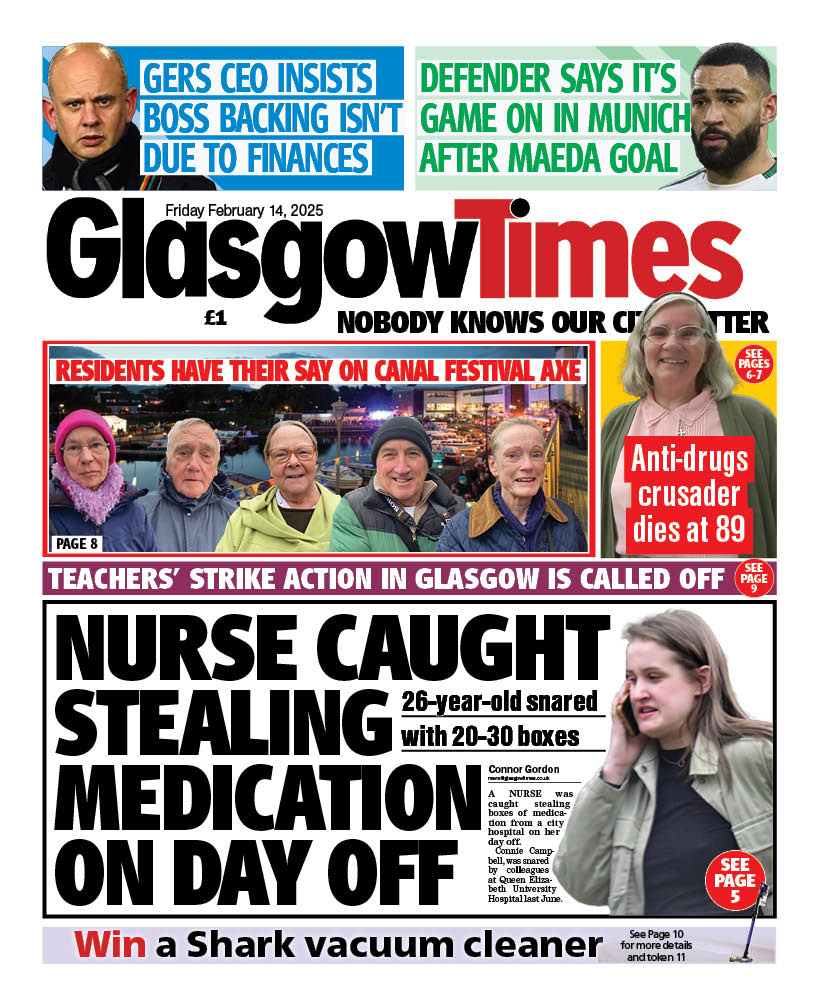 Tomorrow's front page of the Glasgow Times #glasgow #buyapaper