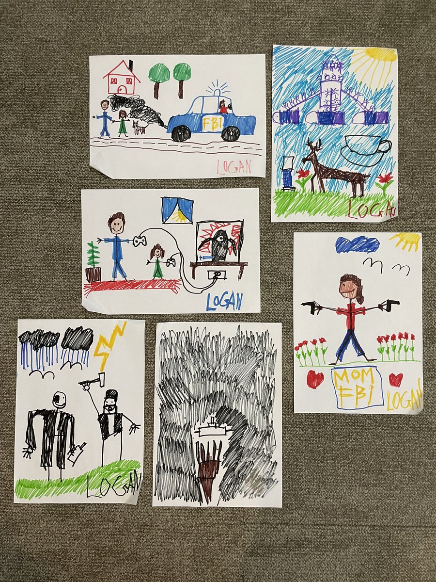 SamLakeRMD's tweet image. The drawings of Saga Anderson’s daughter in Alan Wake 2. Spoiler: I drew these, channeling my inner child. My artistic peak 😅 @alanwake