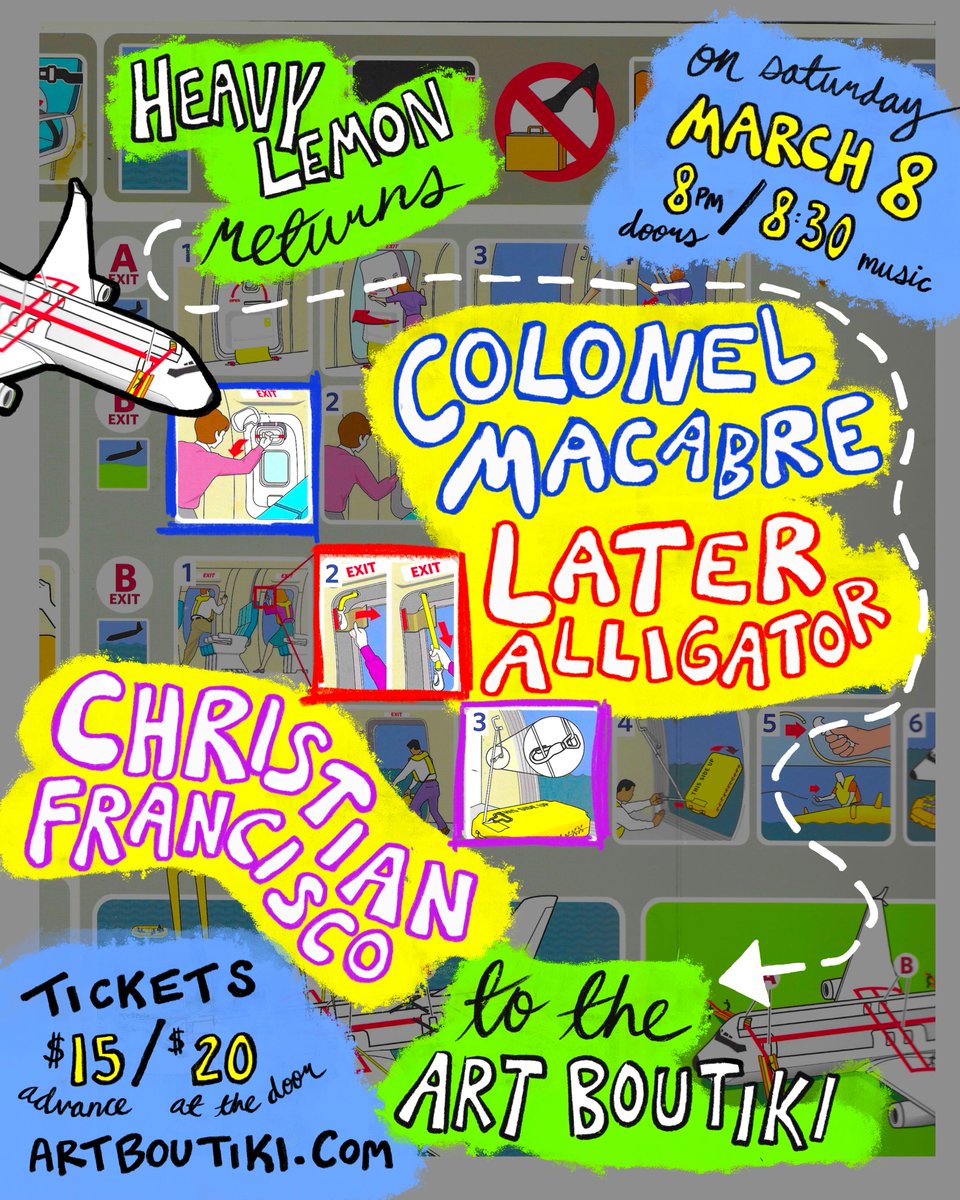 Is this website still a thing 

LET'S DO ANOTHER SHOW AT THE ART BOUTIKI WITH ALL THE HOMIES

SATURDAY MARCH 8TH
$15 presale / $20 day of
8pm DOORS / 830pm MUSIC
ALL AGES
<a href="/LaterGatorSJ/">alec</a> <3

TICKETS:
app.gopassage.com/events/hl-2-20…
