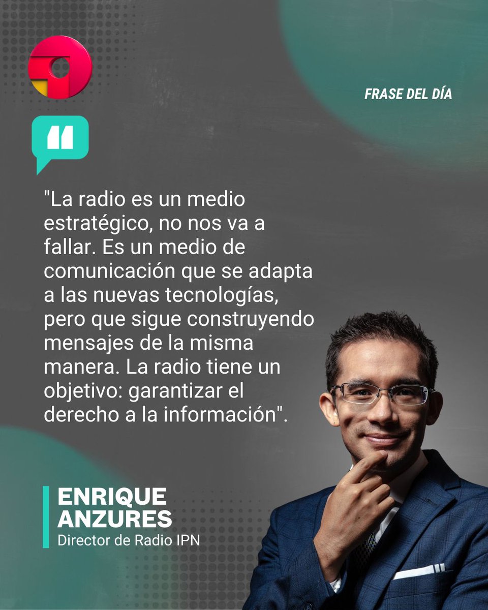 🗣️ #FraseDelDía 

En marco del Día Mundial de la Radio, <a href="/enriqueanzures/">Enrique Anzures</a>, titular de <a href="/RadioIPNOficial/">Radio IPN</a>, destacó la importancia de este medio de comunicación en la vida de los humanos.

#OnceNoticiasDigital 🔻