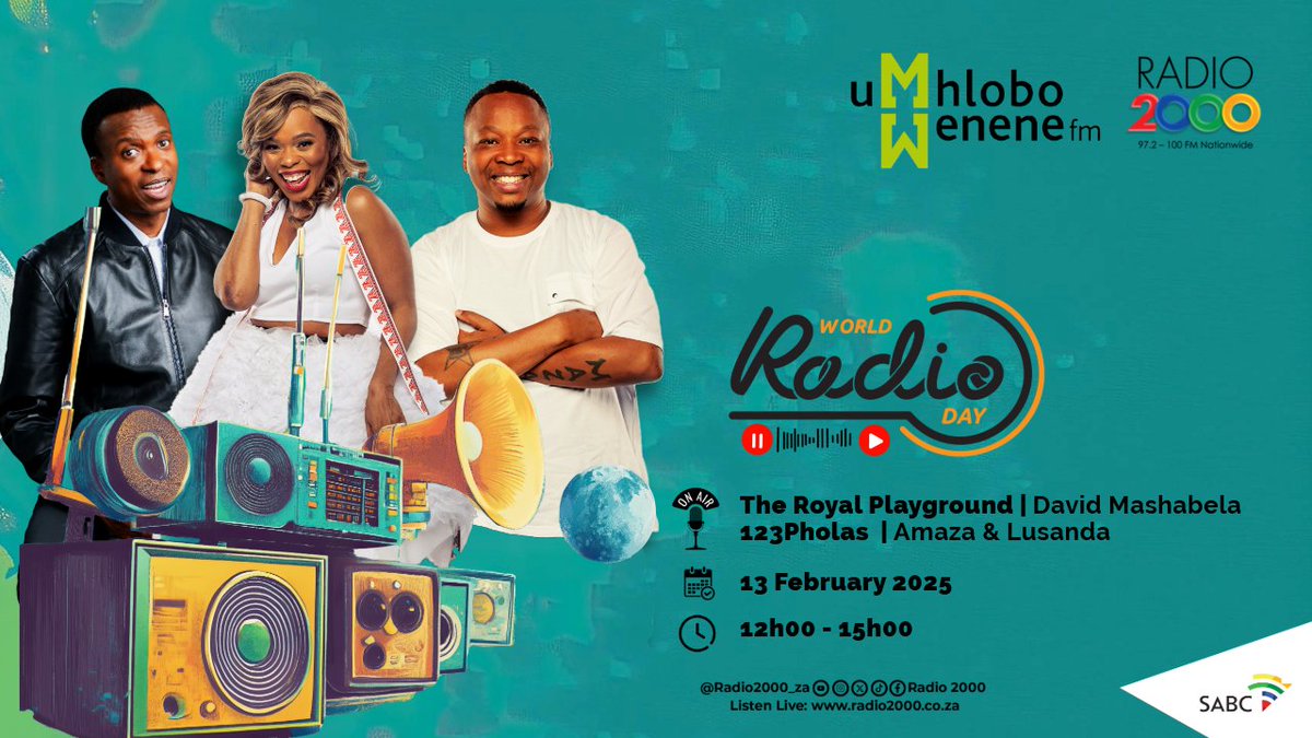 Radio2000_ZA's tweet image. Thank you  team #123Pholas  Amaza and Lusanda for joining us 😍
@Radio2000_ZA 📻@UWFM88_106FM  #Simulcast
@DavidMashabela  #TheRoyalPlaygroud
#WorldRadioDay2025 #Radio2000