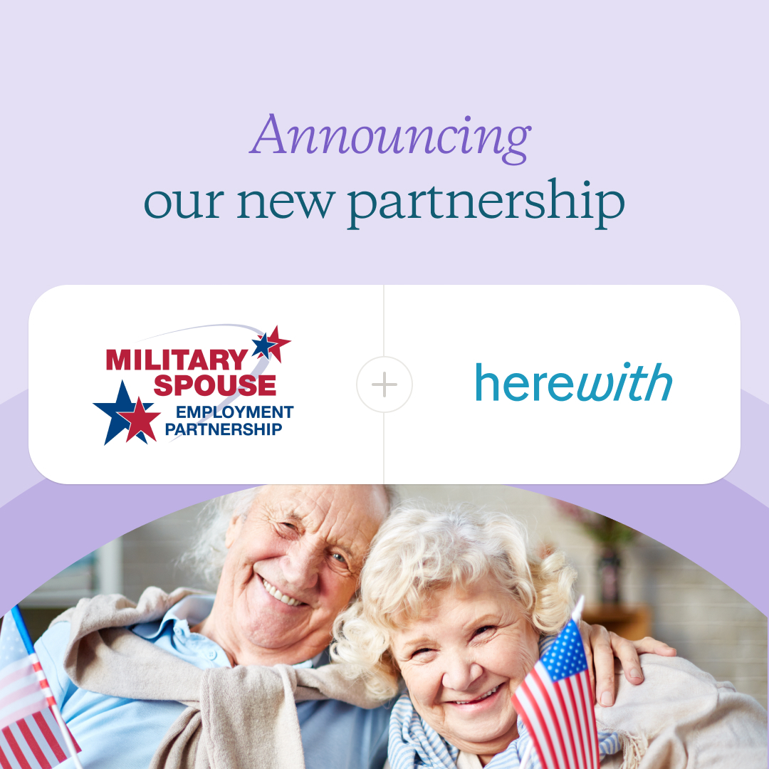 _herewith's tweet photo. Announcing our partnership with #MSEP, a powerful force to drive our mission to make affordable in-home care accessible to families across the US, bring meaningful job opportunities to caregivers, and support #MilSpouse professionals.

#Herewith #Partnership #SeniorCare #MSEPJobs https://t.co/dNVG1kdhAv
