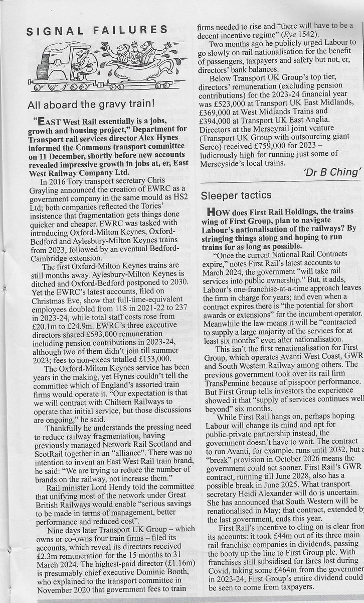 I’m sure you have heard about the Govt’s plans for an Oxford - Cambridge ‘silicon valley’ hub. Part of it will be EWR which is one of the biggest cons ever. Train passengers will number in the dozens. But some of the other figures are a touch higher! It’s a scandal.