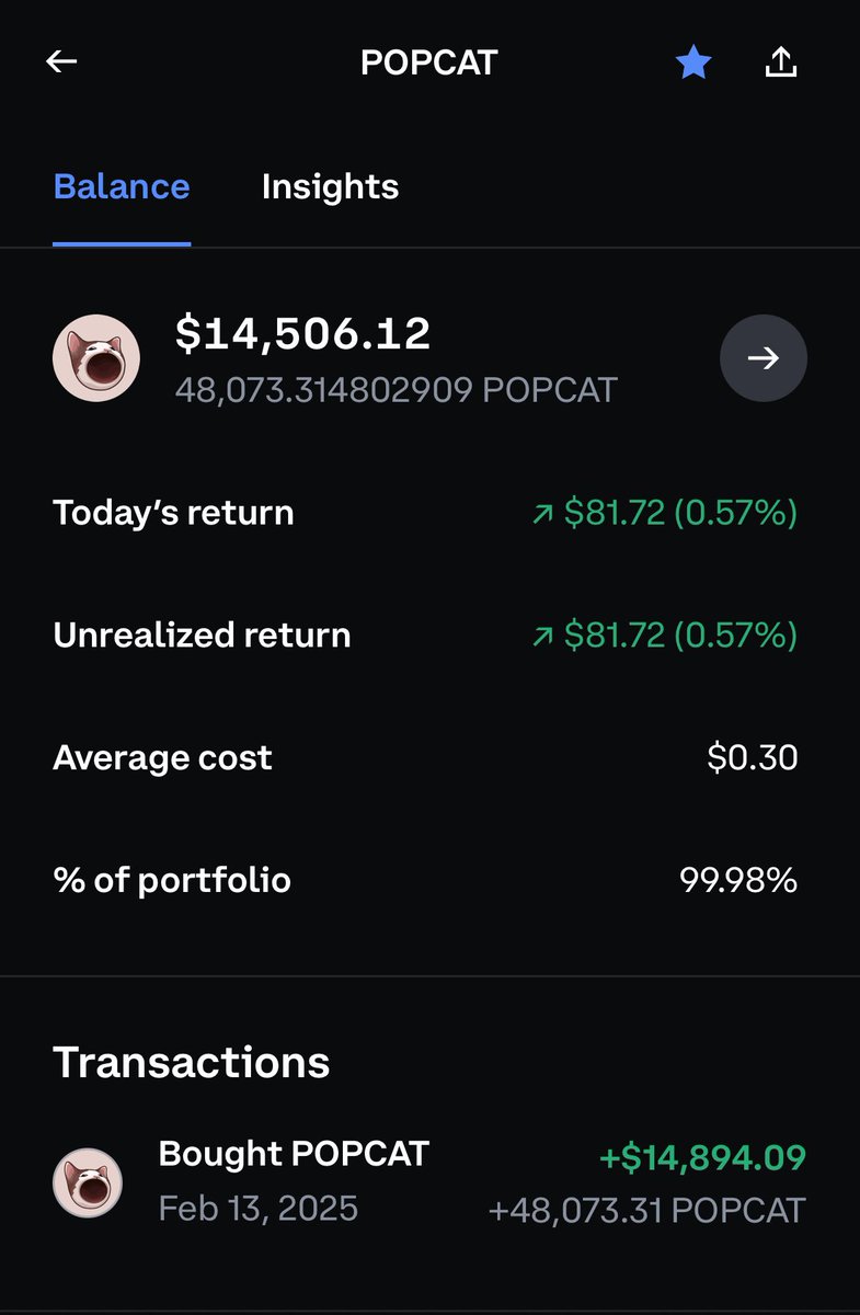 Bought some more Popcat on Coinbase for the culture
