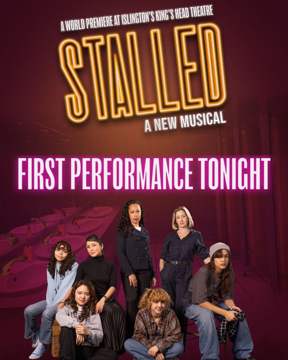 stalledmusical's tweet photo. Wishing these ladies a happy first performance!💜 Who are we seeing in the @KingsHeadThtr stalls tonight? #StalledMusical https://t.co/PNQ5FS6l9H