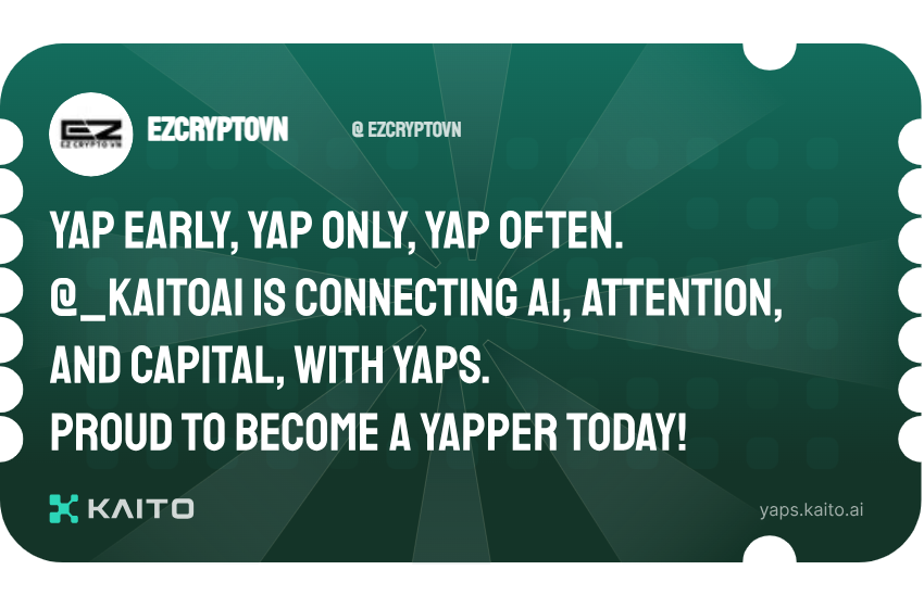 Yap early, yap only, yap often.

@_kaitoai is connecting AI, attention and capital with Yaps.

Just claimed my social card and I'm accumulating Yap points in real-time.

Claim yours 👉 yaps.kaito.ai/referral/16371…