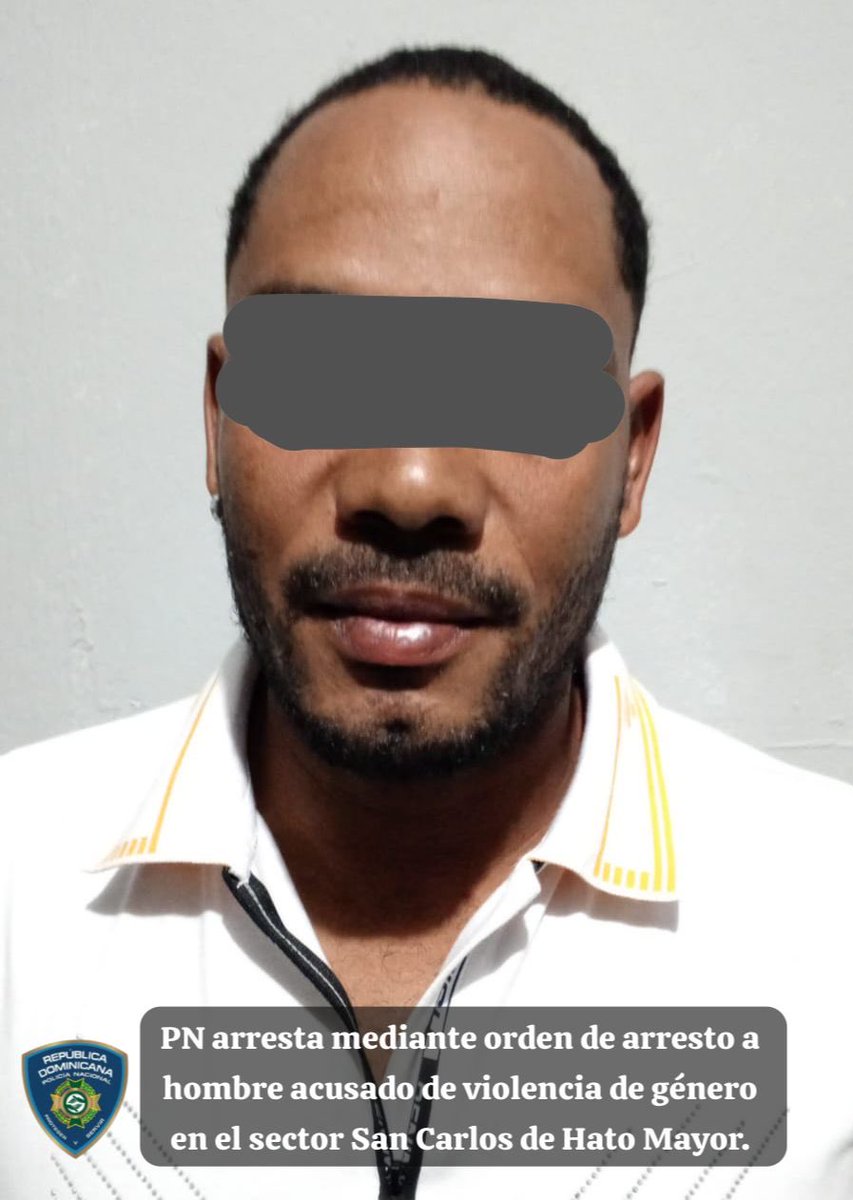 SurestePN's tweet photo. Agentes policiales adscritos a la Policia Preventiva, liderados por el Coronel Justo A. Rosario Tirado, Comandante Departamento Policial, lograron apresar a un hombre mediante orden judicial, acusado de violencia de género, entre otros hechos, en sector San Carlos de Hato Mayor.* https://t.co/2LYXRq4MTV