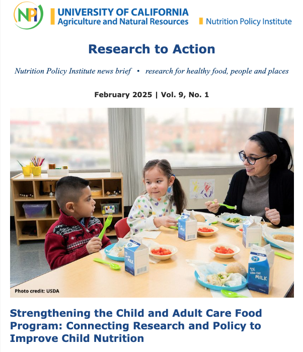 Check out our latest <a href="/UCnpi/">UC Nutrition Policy</a> <a href="/ucanr/">Ag&Natural Resources</a> Research to Action news brief, highlighting collaborative research to strengthen the Child and Adult Care Food Program, conducted in partnership with <a href="/CACFPRoundtable/">CACFP Roundtable</a> and <a href="/UCBerkeley/">UC Berkeley</a>. mailchi.mp/8471152012fd/n… #CACFP #nutritionpolicy #research