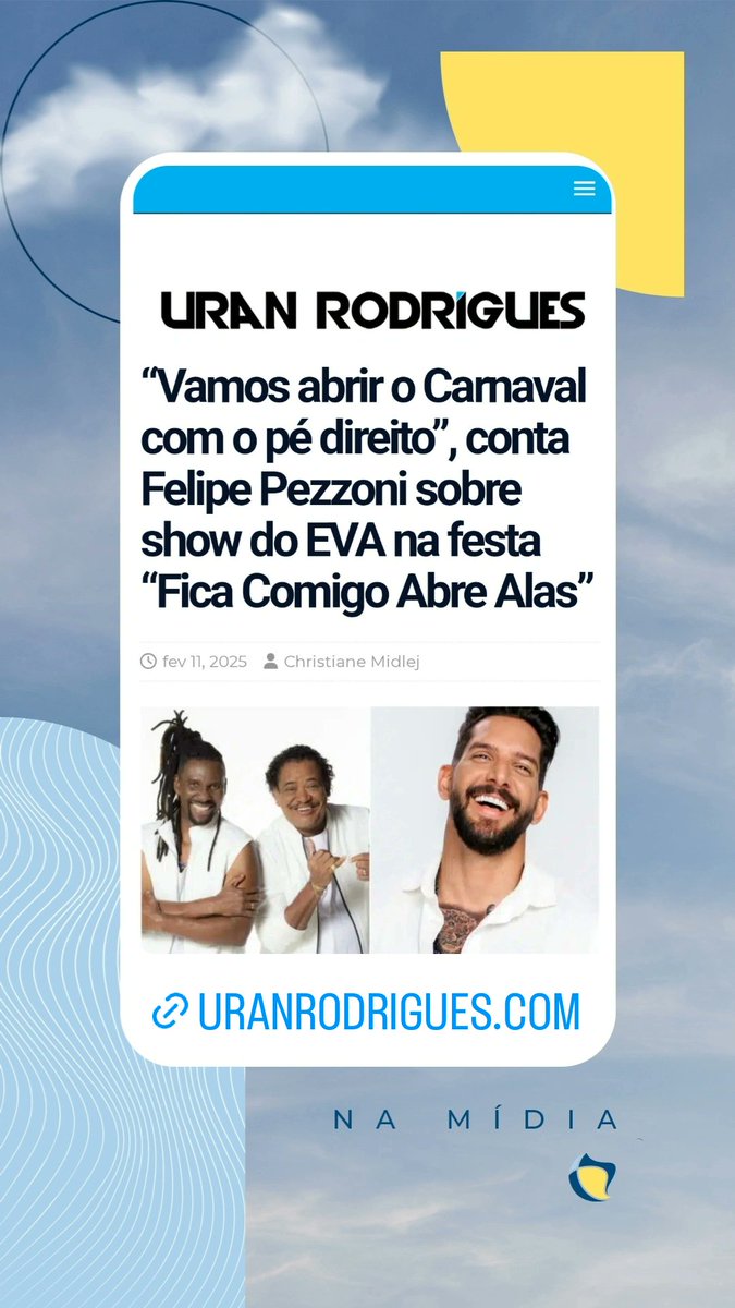 pipacomunicacao's tweet photo. “Vamos abrir o Carnaval com o pé direito”, conta Felipe Pezzoni sobre show do EVA na festa “Fica Comigo Abre Alas”
#clipping
#pipanamidia
#ficacomigo
#bandaeva
#eotchan
#pagodedamalu
#assessoria
#pipacomunicacao
Leia: https://t.co/9KHF3EcePI
@bandaeva @eotchan https://t.co/4TvZkC4dgL