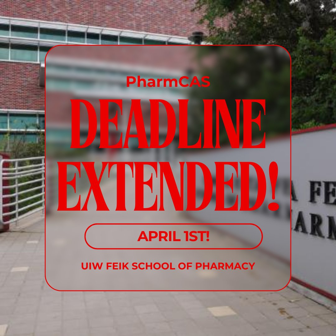 Attention! The application deadline has been extended to APRIL 1ST! Apply to the Feik School of Pharmacy for Fall 2025 through PharmCAS.
