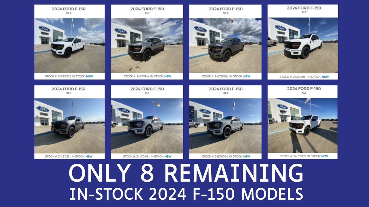 Webbs1441Ford's tweet photo. Upgrade your ride with the 2024 F-150! Enjoy a $12,000 discount on one of the last eight in-stock models until February 20. These trucks combine durability, advanced tech, and impressive performance—ideal for work or play. Shop https://t.co/TXSKPKw5ES https://t.co/irCW2DFgjr