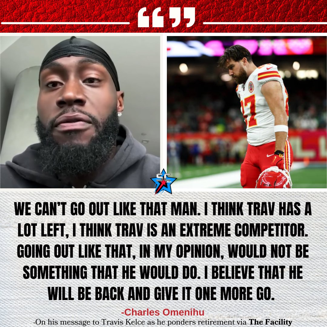 StarcadeMediaKC's tweet photo. #Chiefs DE Charles Omenihu had a message for teammate Travis Kelce when he joined @TheFacilityFS1 on Thursday. https://t.co/Bik59XLrFz