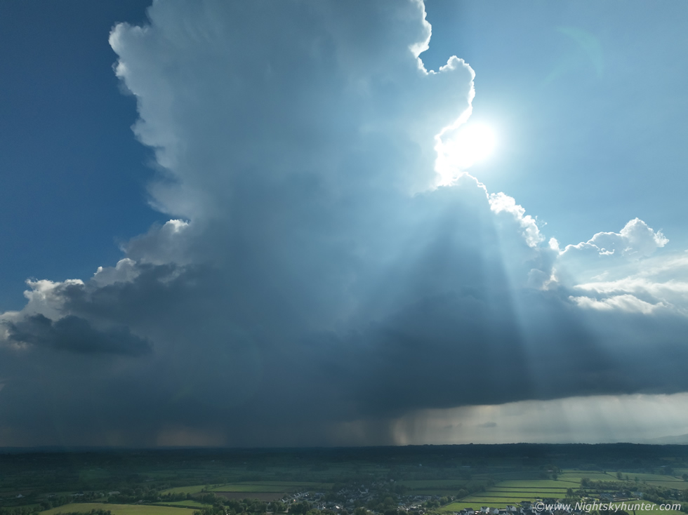 martinastro2005's tweet photo. My only convective highlight of 2024 - huge storm 5pm from Ballyronan looking towards Moneymore. Updraught explodes through the cap spreading out onto a massive anvil. We get treated to over an hour of almost constant anvil thunder while staying dry entire time #stormtime https://t.co/cCMlRDMO3y