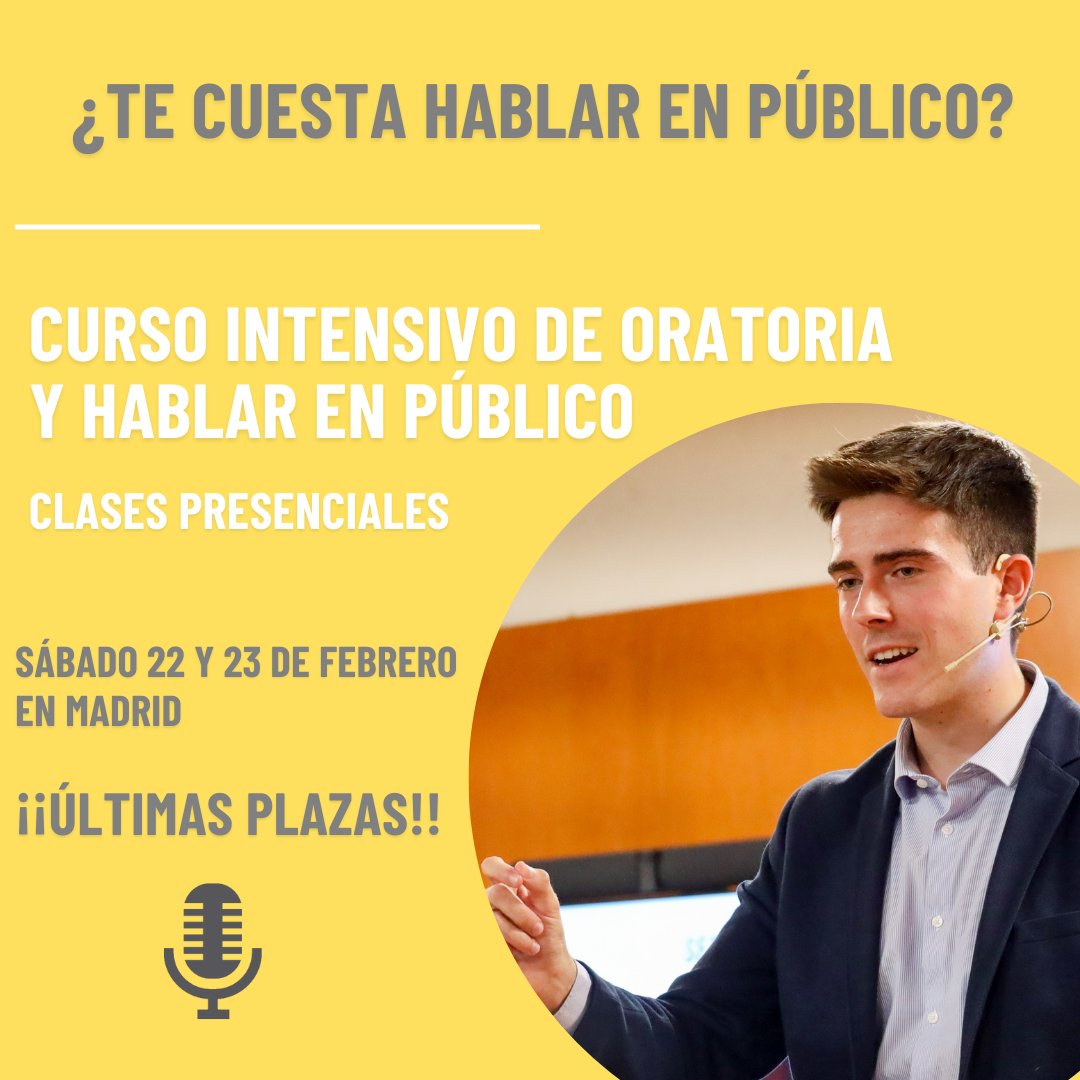 "¡Cuenta atrás! ⏳ El 22 y 23 de febrero, aprende a hablar en público con seguridad en nuestro Taller de Oratoria con Alberto García en la Escuela Luisa Ezquerra. 🎙️✨

🚀 Técnicas de dicción y comunicación
🗣️ Gana confianza y presencia escénica
📍 ¡Últimas plazas disponibles!