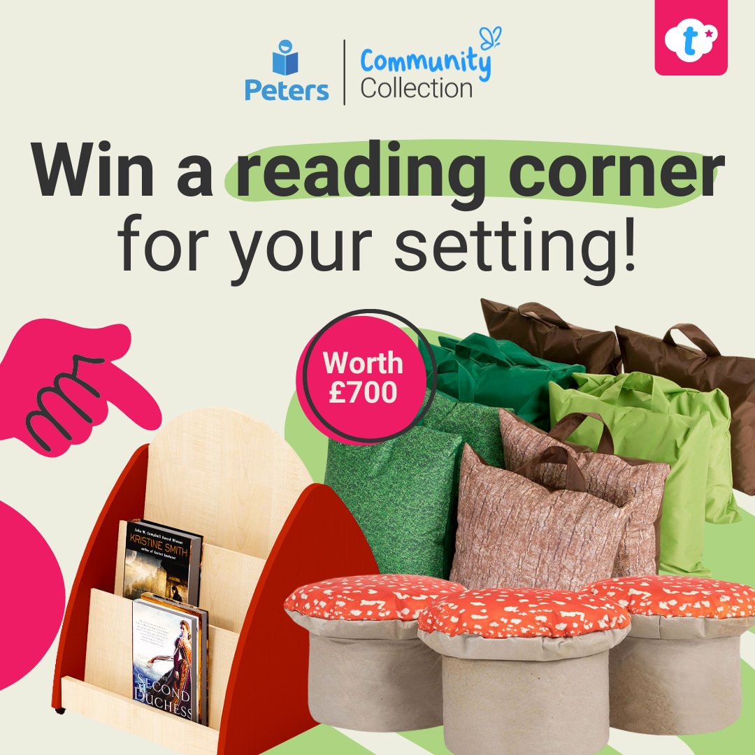 3 Lucky winners will get their hands on this incredible Peter’s Reading Corner set – worth a whopping £700!  

With pillows, a bookstand and more, it’s the perfect way to inspire a love of reading.

T&amp;C’s apply. Books not included. 
twinkl.co.uk/l/j1oa6