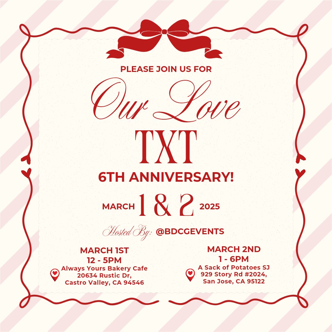 BdcgEvents's tweet image. Vendor applications will close tomorrow evening. Don't miss out!

bdcevents.carrd.co

#FallinLoveAgainCV
#FallinLoveAgainSJ
#OurLoveTXT