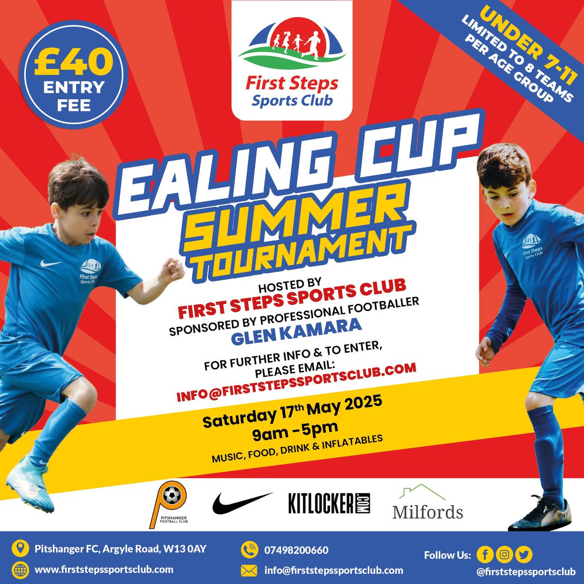 WE’RE DELIGHTED TO RELEASE THE DETAILS OF THE 2025 EALING CUP! ⚽️🏆

Our annual summer football tournament which we’ve now renamed the Ealing Cup. Hosted by us and sponsored by professional footballer and co-owner Glen Kamara.