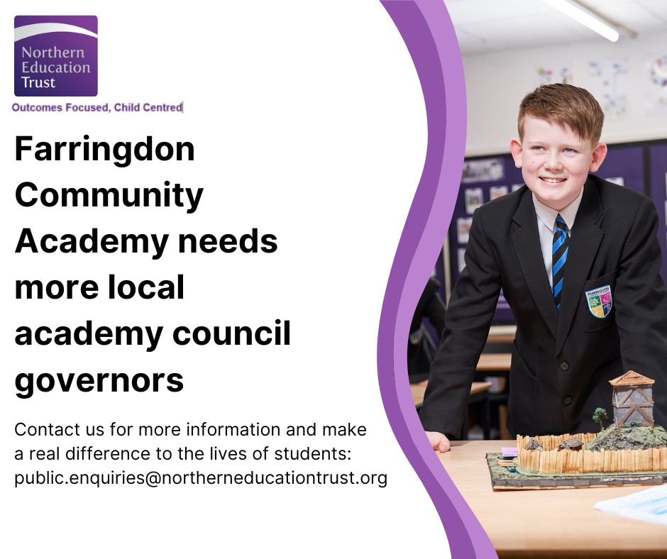 Would you like to make a difference to the lives of our students? Register your interest to join Farringdon academy council: public.enquiries@northerneducationtrust.org