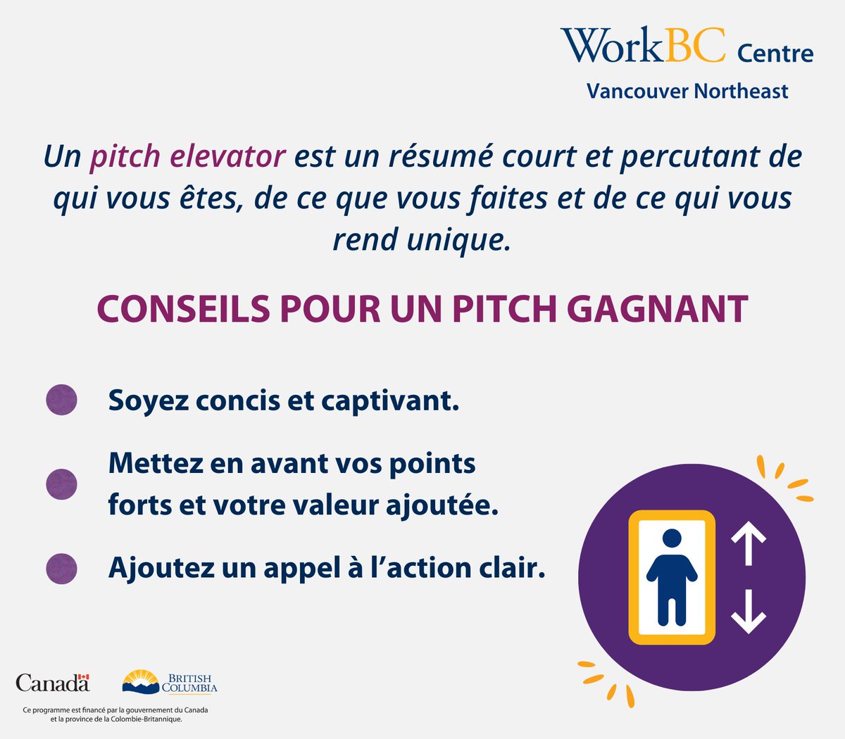 WorkBCVNE's tweet image. 💡Conseil de recherche d&apos;emploi du mois : Un pitch efficace met en avant votre unicité et ouvre des portes. De nombreux professionnels et entrepreneurs ont utilisé des pitchs percutants pour saisir des opportunités.

#PitchElevator #ConseilsCarrière #Réseautage #MarquePersonnelle