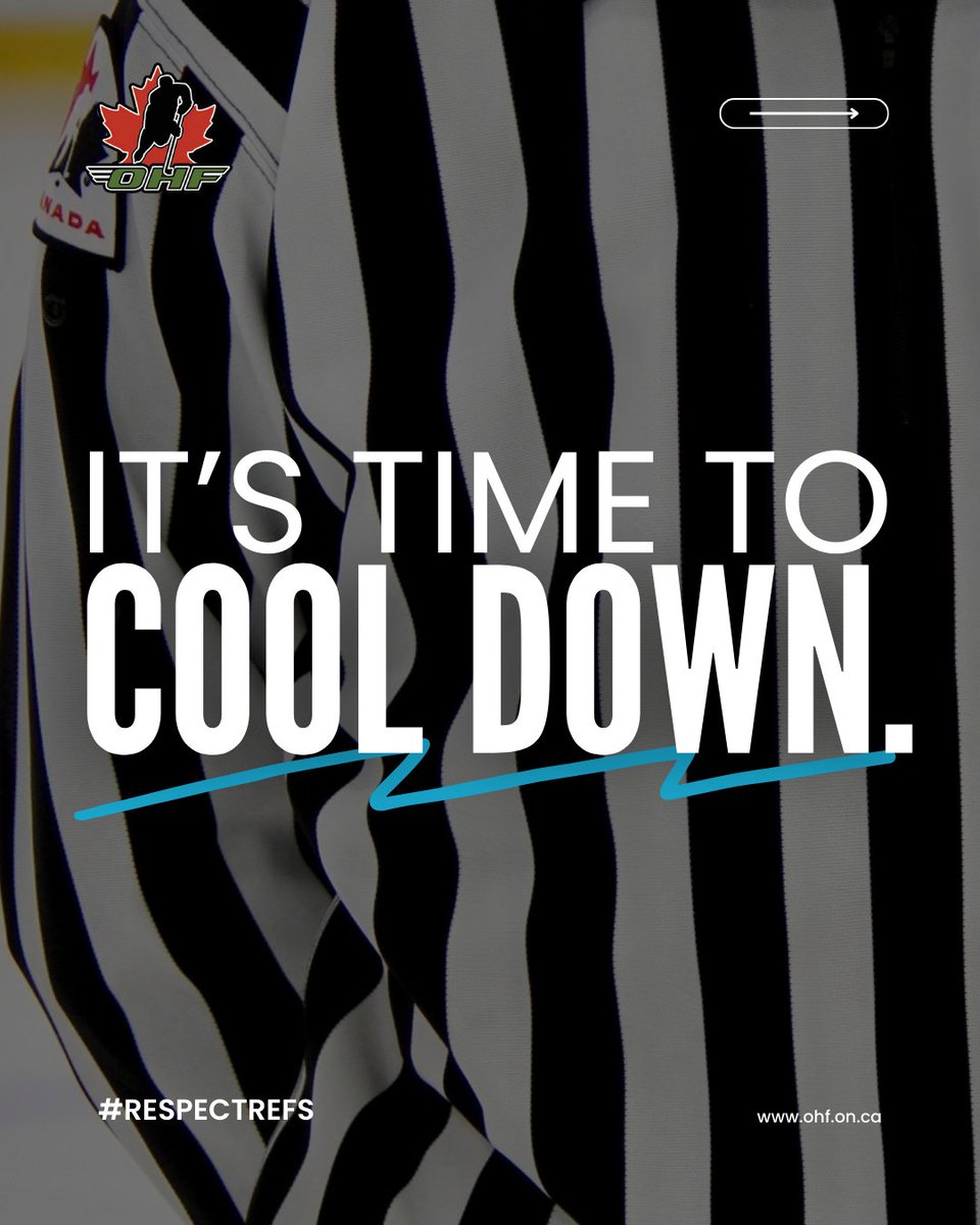 OHFHockey's tweet image. It's time to cool down.

The OHF commends the @SeattleKraken, @KrakenIceplex, and the Jr. Kraken community. In support, we're challenging our players, coaches, and spectators to participate in the Cool Down Challenge and show how they #RespectRefs. ⚫️⚪️