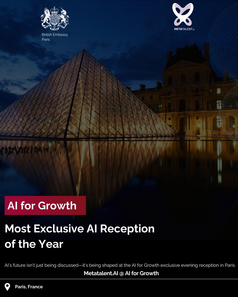 MetaTalentai's tweet photo. AI Talent. Workforce Innovation. And One Game-Changing Conversation. 🌍🔥”
📢 Rehan Haque joins the elite UK-France AI reception in Paris to discuss how AI is reshaping:
🔹 Hiring &amp; recruitment
🔹 Upskilling &amp; reskilling
🔹 Workforce efficiency &amp; automation https://t.co/VzOr5Hd2Wl