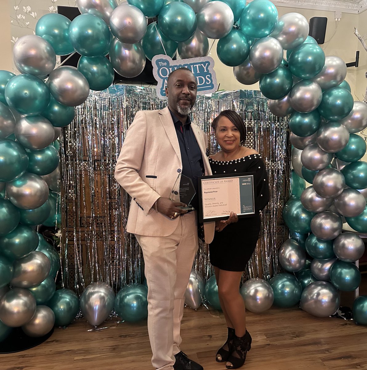 Congratulations to Ray, winner of the Equality, Diversity &amp; Inclusion Award!

Ray’s work with our EVOLVE staff network has been invaluable. 

He’s supported countless events, including being DJ at Africa Unity Day, and always does it with a smile 💙 

#QualityAwards
