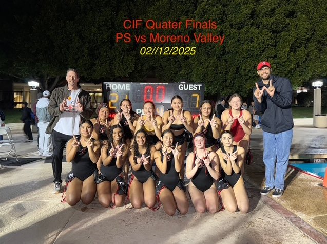 Congratulations on the lady Indians water polo team on yesterday’s win against Moreno Valley! Good luck on their next semifinal game on Tuesday!Safe Travels and Good Luck!!!