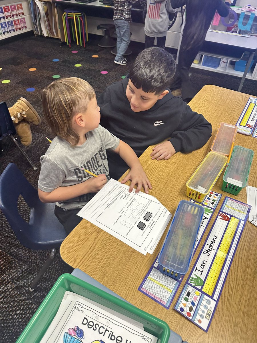 MHuntMISD's tweet image. First graders hard at work exploring rectangular prisms and cubes! ✨ They’re discovering how these 3D shapes are alike and different—counting faces, edges, and vertices, and noticing how cubes are special rectangular prisms too! #studentdiscourse #MISDmath @Alaina_Boaz
