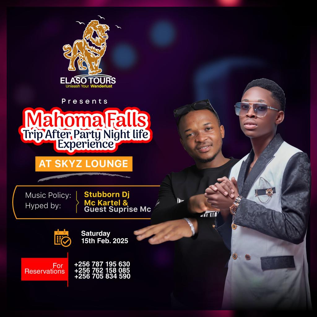 ElasoTours and Travels (@elasotours) on Twitter photo The long wait for the Mahoma experience is here with a night life after party <a href="/SkyzLoungeKse/">Skyz Lounge Kasese</a>, @Sturborn_Dream . 🥂
Proudly sponsored by <a href="/Kazire_Products/">Kazire Health Products Ltd</a> The long wait for the Mahoma experience is here with a night life after party <a href="/SkyzLoungeKse/">Skyz Lounge Kasese</a>, @Sturborn_Dream . 🥂
Proudly sponsored by <a href="/Kazire_Products/">Kazire Health Products Ltd</a>