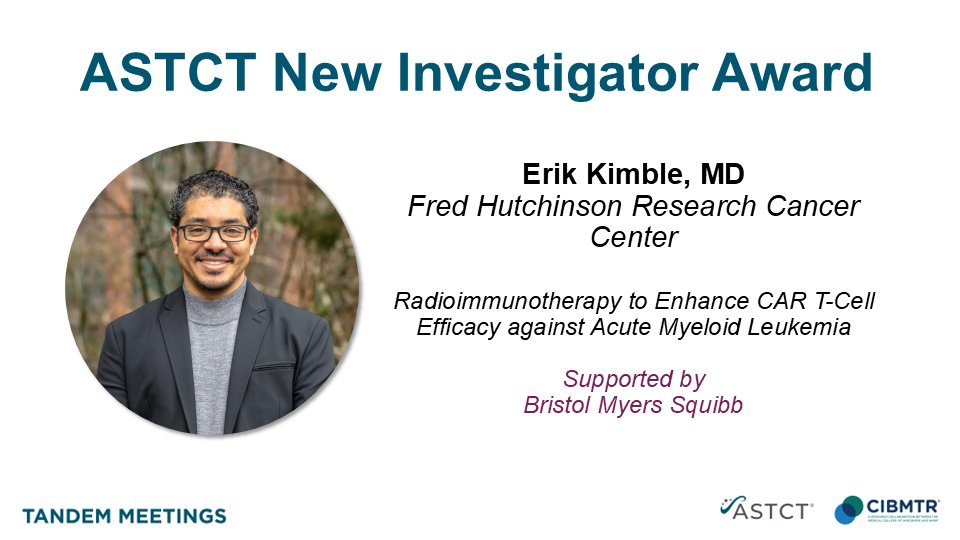 Congratulations to ASTCT New Investigator Award recipient Erik Kimble, MD, of <a href="/fredhutch/">Fred Hutchinson Cancer Center</a>. #Tandem25