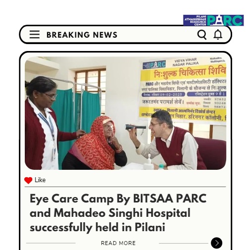 PARCpilani's tweet photo. BITSAA PARC and Mahadeo Singhi Eye Clinic organized a Free Eye Camp at Ambedkar Bhavan, Pilani, on Feb 9.Huge thanks to Dr. Khullar, Dr. Kataria, and BITS Pilani student volunteers!
#eyehealth #bitsaa #givingback #freeeyecamp #healthcareheroes #visionforall #bitspilani #parc https://t.co/d9qwSr0MUA